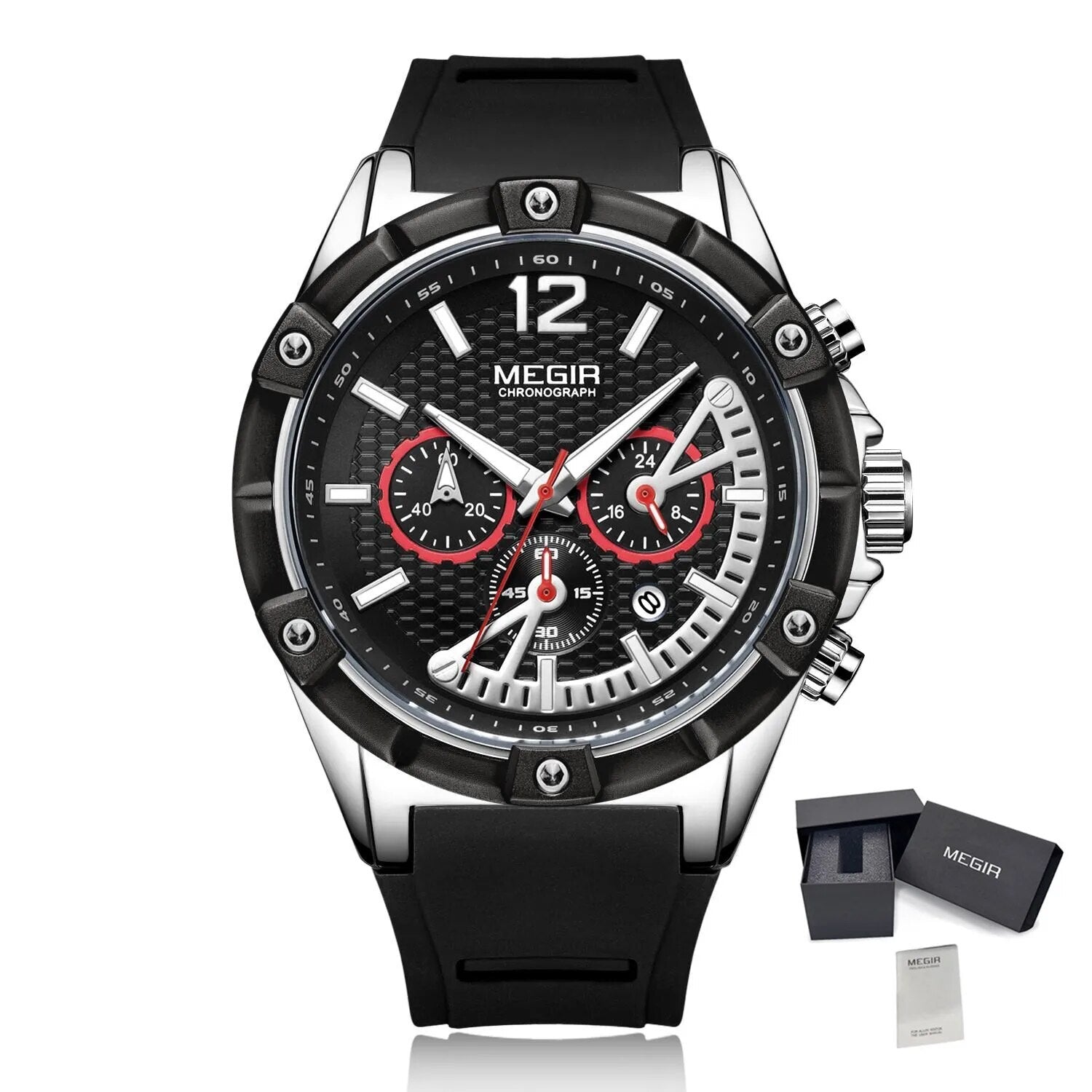 MEGIR Fashion Mens Watches Top Brand Luxury Silicone Sport Military Watch Chronograph Date Waterproof Wristwatch Male Clock 2083