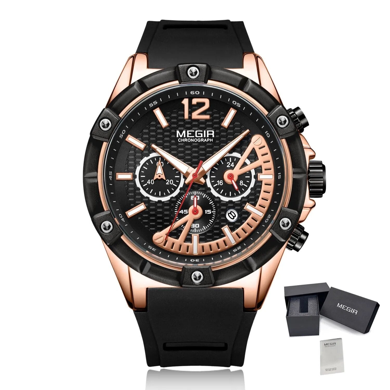 MEGIR Fashion Mens Watches Top Brand Luxury Silicone Sport Military Watch Chronograph Date Waterproof Wristwatch Male Clock 2083