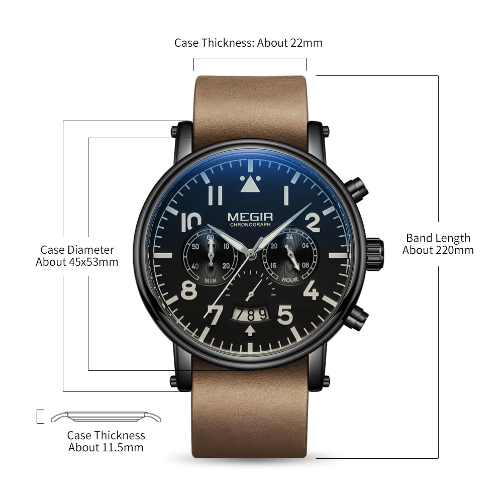 MEGIR Fashion Mens Watches Leather Military