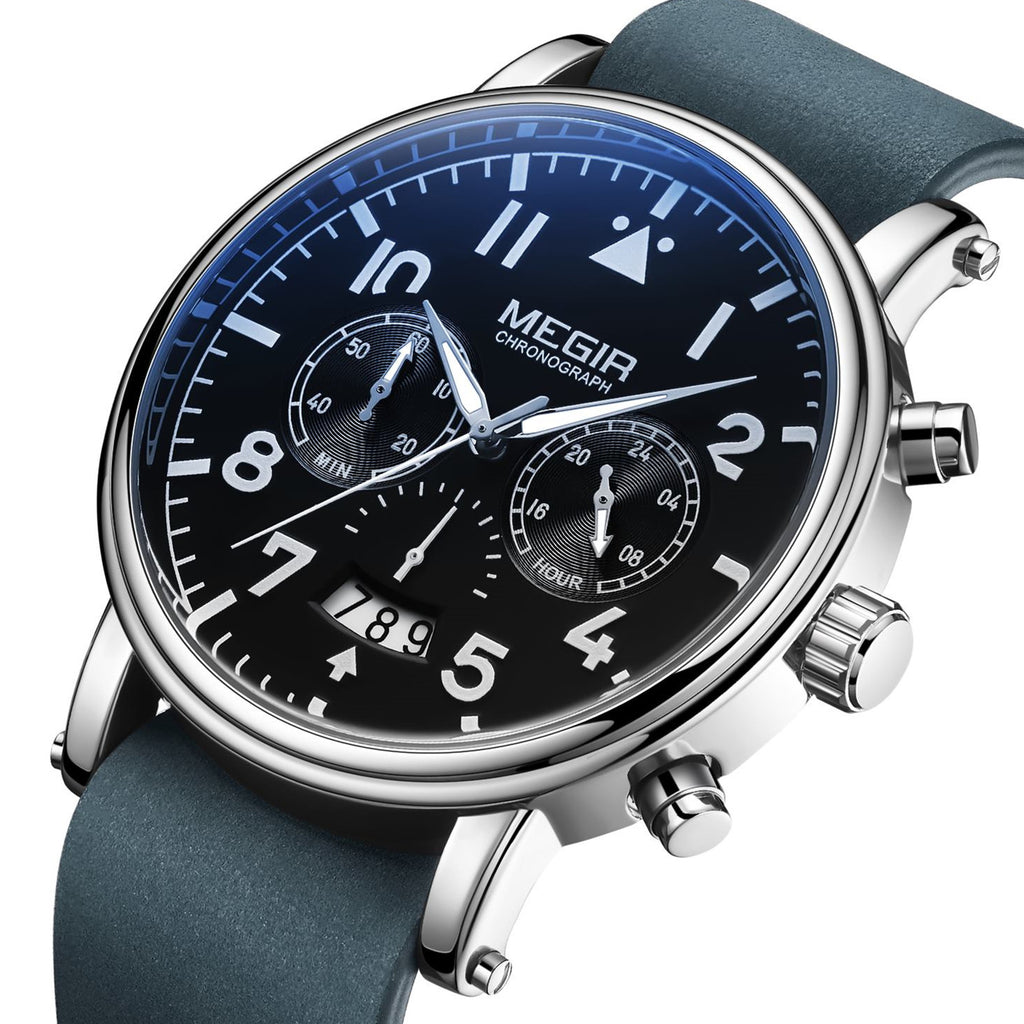 MEGIR Fashion Mens Watches Leather Military