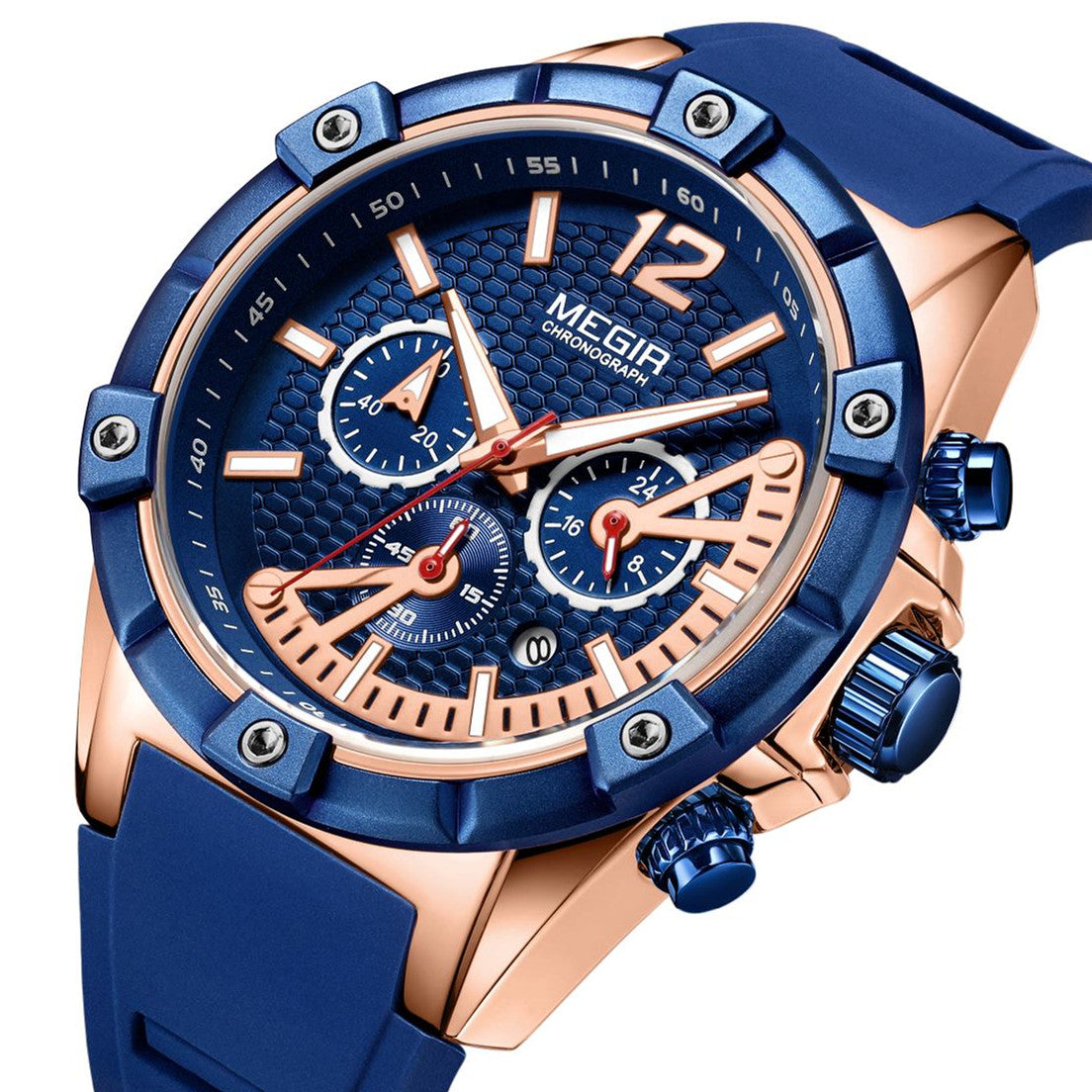 MEGIR Fashion Mens Watches Top Brand Luxury Silicone Sport Military Watch Chronograph Date Waterproof Wristwatch Male Clock 2083