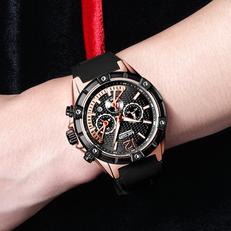 MEGIR Fashion Mens Watches Top Brand Luxury Silicone Sport Military Watch Chronograph Date Waterproof Wristwatch Male Clock 2083