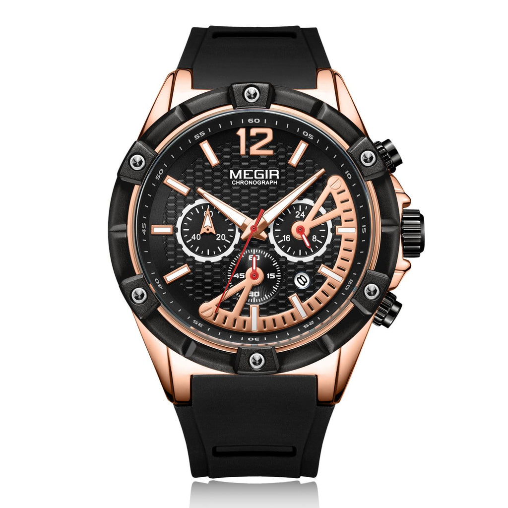 MEGIR Fashion Mens Watches Top Brand Luxury Silicone Sport Military Watch Chronograph Date Waterproof Wristwatch Male Clock 2083