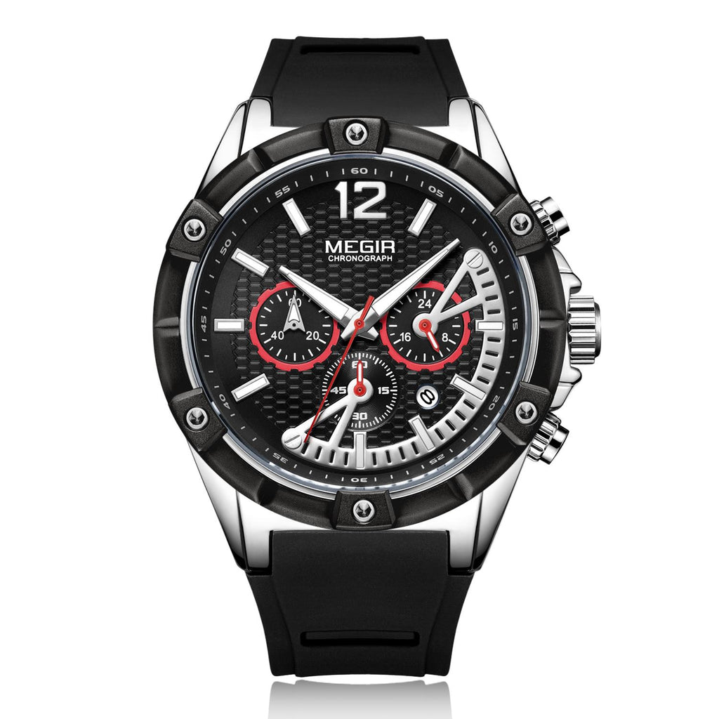 MEGIR Fashion Mens Watches Top Brand Luxury Silicone Sport Military Watch Chronograph Date Waterproof Wristwatch Male Clock 2083